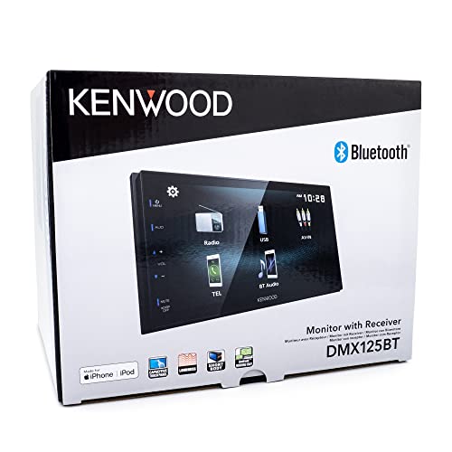 KENWOOD DMX125BT 6.8 Inch LCD Touchscreen Digital Media Car Stereo, Bluetooth Audio and Hands Free Calling, Double Din, USB, Rear Camera Input, AM/FM Radio KENWOOD DMX125BT 6.8 Inch LCD Touchscreen Digital Media Car Stereo, Bluetooth Audio and Hands Free Calling, Double Din, USB, Rear Camera Input, AM/FM Radio